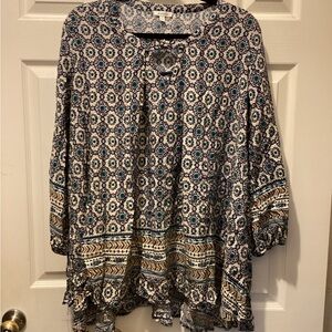 JODIFL Blue and White Patterned Tunic